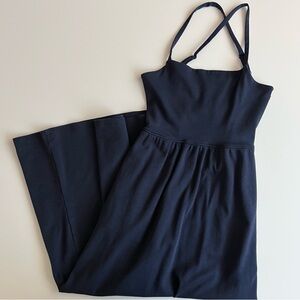 cotton midi dress, navy blue, xxs